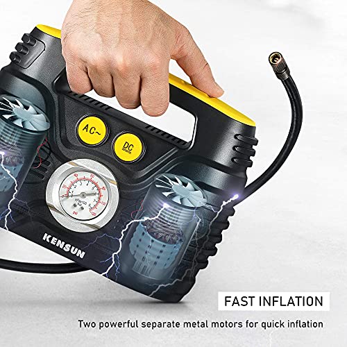 Portable Air Compressor Pump for Car 12V DC and Home 110V AC Swift Performance Tire Inflator 100 PSI for Car (11.8 x 4.3 x 6.7 inches)