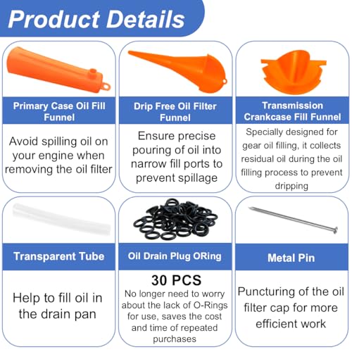 Oil Change Tool Kit for Harley Davidson Accessories (30PCS O-Rings)