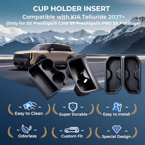 1st & 2nd & 3rd Row Cup Holder Inserts for KIA Telluride 2027+ (Fit for 2027+ Telluride, High Trim)