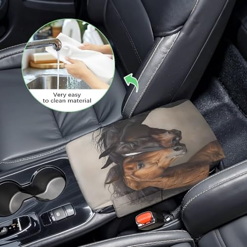 Brown Black Horse Car Center Console Pad Soft Non (Brown Black Horse)