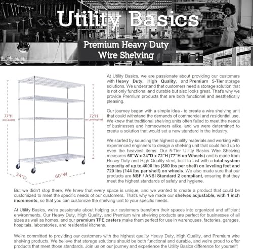 60"x24"x72" Chrome 5 (60"x24"x72" 5-Tier / Chrome)