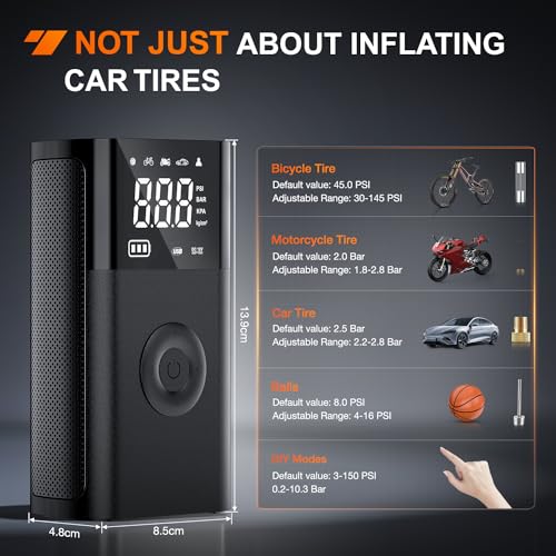 Rechargeable Cordless Tire Inflator 150PSI Auto Shutoff 2X Faster (2x Faster Tire Inflator)