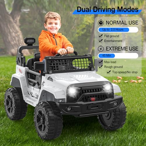 12V Kids Electric Ride On Truck Car w (White)