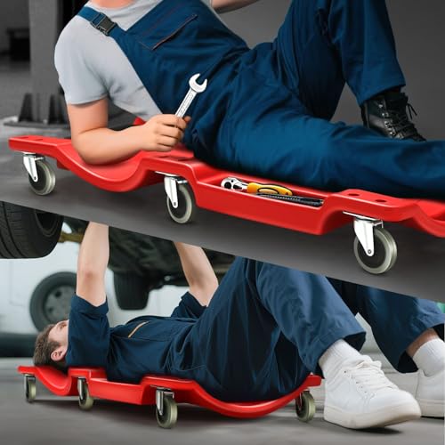 40 Inch Mechanic Creeper (40"-RED / Green Wheel 40 Inches)