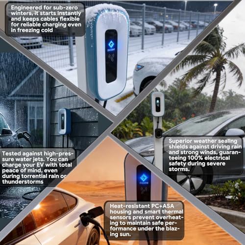 Level 2 EV Charger 50Amp J1772 (NEMA14-50 Plug or Hardwired)