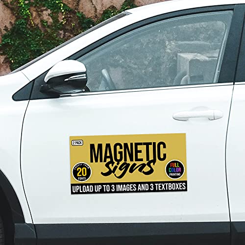 2-Pack,12"x24" Custom Magnet Signs in Full Color for Business and Advertising, 30 mil Customized Vinyl Car Magnets, Personalized Magnetic Sheets for Company Storefront & Vehicles (Sharp Corners) (Sharp Corners)