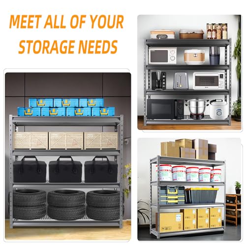 The Atlas 72" W Heavy Duty Garage Shelving Load 8000 Lbs (Grey / 72”W x 24”D x 72”H, 8000lbs)