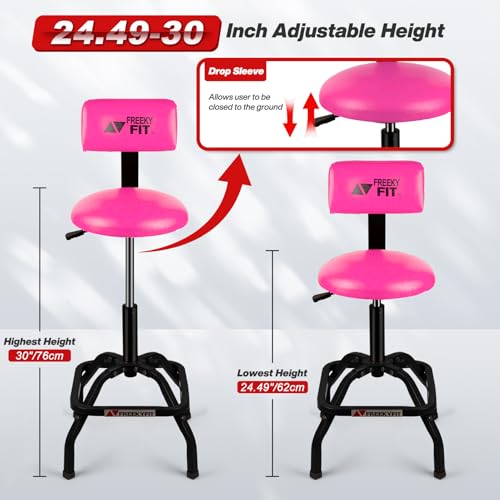 Shop Stool with Backrest (Pink)