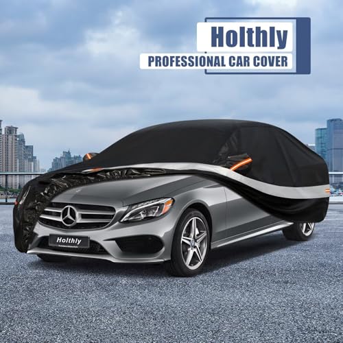 10 Layers Car Cover Custom Fit for Mercedes Benz C Class C250 C300 C43 C63 (Black Gray / Custom Fit for Mercedes Benz C-Class)