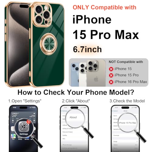 Designed for iPhone 15 Pro Max Case with Ring Stand Slim Green (Green / 6.7'' iPhone 15 Pro Max)