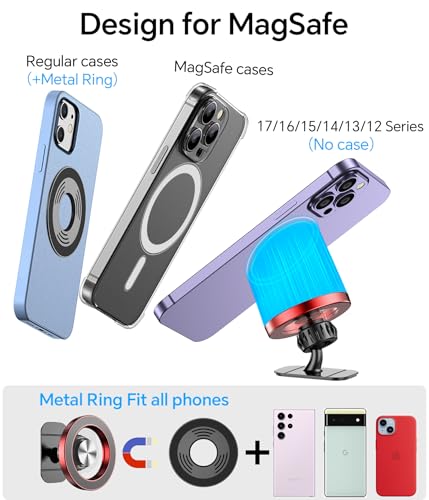 for Magsafe Car Mount【20 Strong Magnets】Magnetic Phone Holder for Car Phone Holder Mount Dash Mounted Holders Cell Phone Holders for Your Car Accessories for Women Men for iPhone 17 16 15 14 (Red)