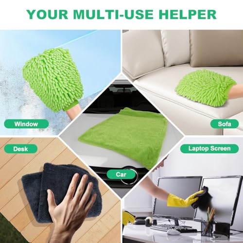 3 Pack Car Microfiber Towels with Car Wash Mitt