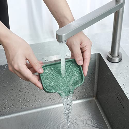 Silicone Soap Dish with Drain Spout (Green / S(4.9"×3.2"))