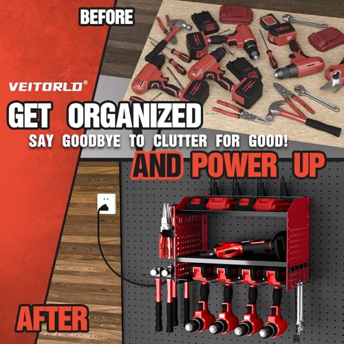 Power Tool Organizer with Charging Station (Red / 16'')