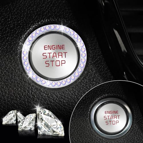 2 PCS Crystal Rhinestone Car Engine Start Stop Decoration Ring (Colorful)