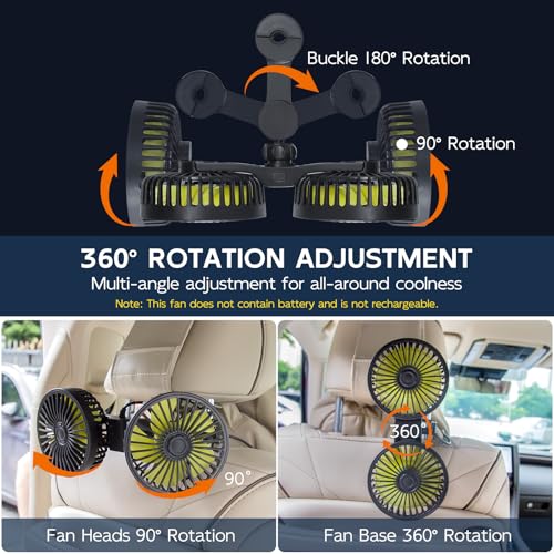 Car Fan for Backseat Kids (USB Dual Fan - Rear)