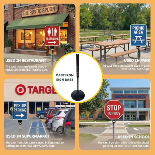 Heavy Duty Cast Iron Sign Post Base Kit (17")