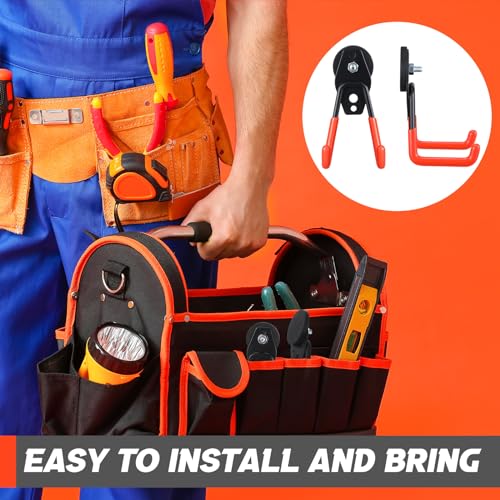 10 Pcs Large Magnetic Hooks Heavy Duty Garage Magnet Hooks Strong Storage Utility Magnetic Hangers with Anti Slip Rubber Coating for Indoor and Outdoor Hanging (Orange)