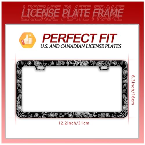 Line Art Flowers License Plate Frame Beautiful Floral License Plate Frames (Line Art Flowers)