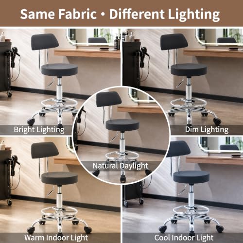 Rolling Stool with Back (Black / With Back & Footrest)