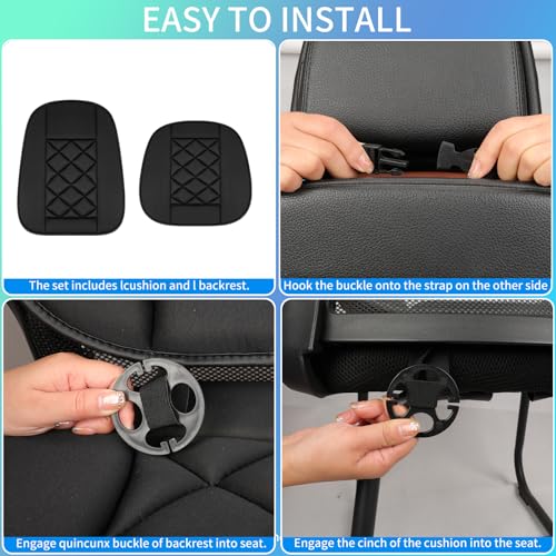 Car Seat Cushion with Back Support Pillow (Black)