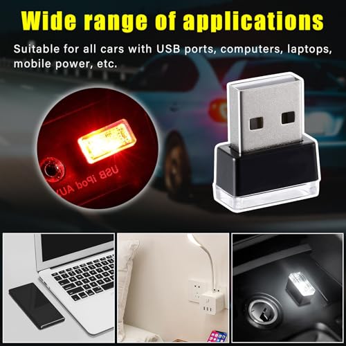 4 PCS USB LED Car Interior Atmosphere Lamp (White & Red)