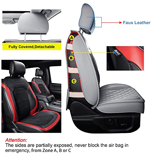 F150 Faux Leather Seat Covers Fit for 2015 ((2015-2026) Full Set / Black&Gray)