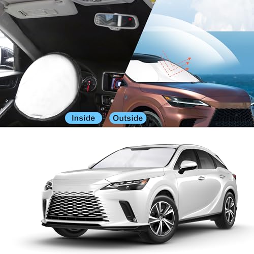 Sun Shade for Lexus RX 2023 2024 2025 2026 Accessories Windshield Sun Shade Window Shade UV Rays Protection Sun Visor Cover with Steering Wheel Sunshade Storage Bag (Windshield Sunshade for Lexus RX 2023-2026)