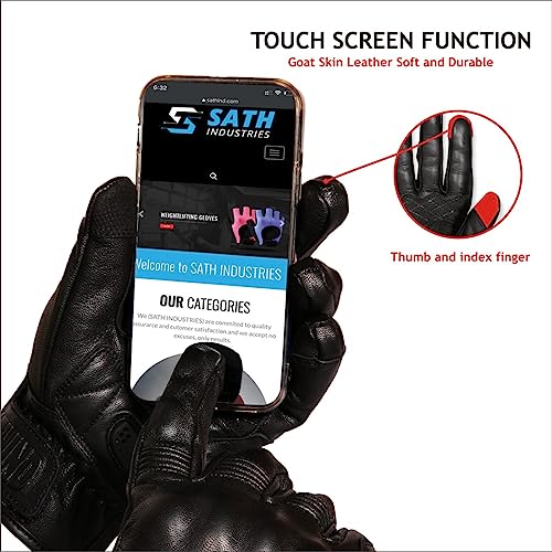 Leather Motorcycle Gloves for Men and Women (Medium / Un-Perforated)