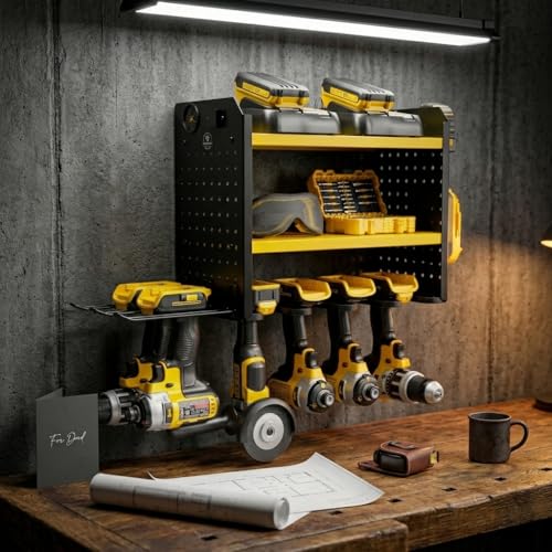 Power Tool Organizer Wall Mount (6 Drill Holder / Yellow)