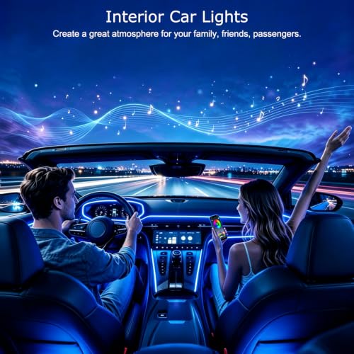 Car Interior LED Lights (6 LED/315 Inches Fiber Optic)
