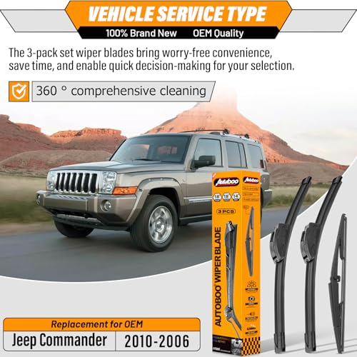 Windshield Wiper Blade Replacement for Jeep Commander 2006 (18"+18"+14")