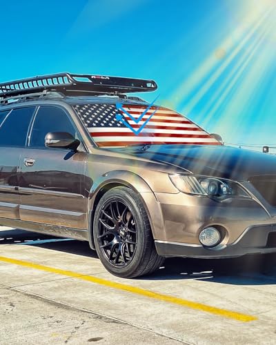 American Flag Car Windshield Sun Shade Compatible with Subaru Outback Wagon 2015 (for Subaru Outback 2015-2019 - USA Flag)