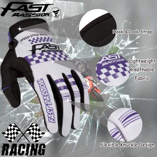 Motorcycle Gloves for Men Women (Medium / White/Purple02)
