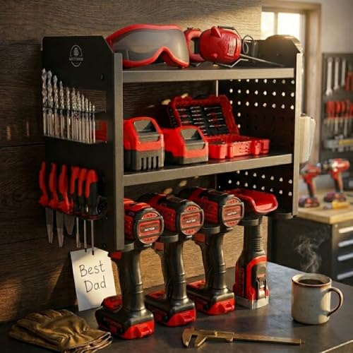 Power Tool Organizer Wall Mount (4 Drill Holder / Black)