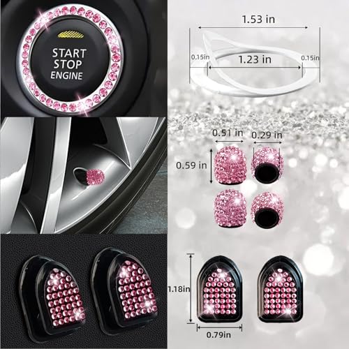 27 Piece Bling Car Accessories Set (Pink Diamond)