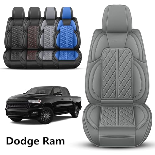 Car Seat Cover Custom Fit for Dodge Ram 1500 2500 3500 2002 (Grey / Full Set (Flat Rear))