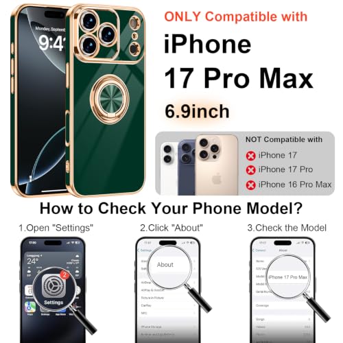 Designed for iPhone 17 Pro Max Case with Ring Stand Slim Green (Green / 6.9'' iPhone 17 Pro Max)