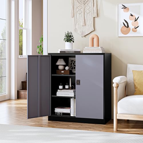 Metal Storage Cabinet (35.5"H / Black Grey)