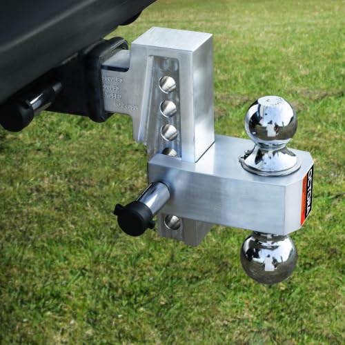 Adjustable Trailer Hitch (Silver Dual Ball / 2 inch - 6 inch Drop)