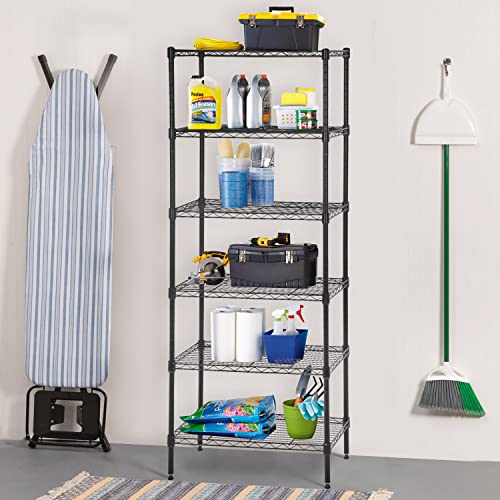 6 Tier Wire Shelf (Black / 13"D x 23"W x 59"H)