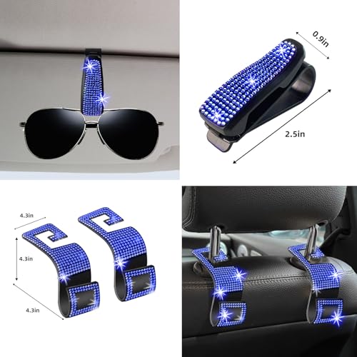 27 PCs Blue Bling Car Accessories Set for Women (Blue Diamond)