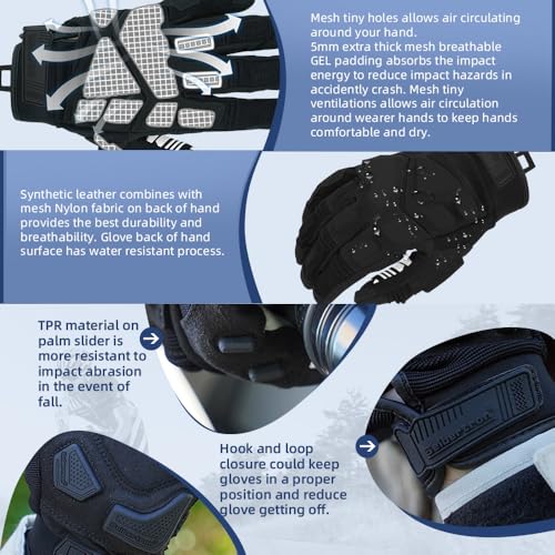 SPS 1 Unisex Touchscreen Road Racing Motorcycle MTB Sports Gloves Also fit BMX MX ATV Mountain Bike Bicycle Cycling Off (Black SPS-1 / L Adult)