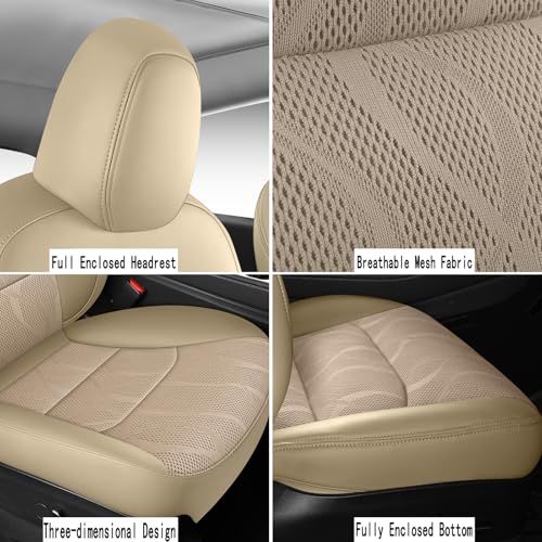 Tesla Model Y Seat Cover Full Set (Beige)