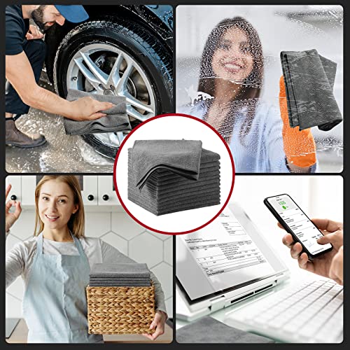300 Pcs Microfiber Cleaning Cloth 16x16 Inch Microfiber Towels for Car Ultra Absorbent Cleaning Rags Reusable Lint Free Streak Free Detailing Towel for Car Washing Drying Dusting (Gray)