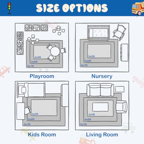 Large Kids Playroom Rug (Blue / 4'x6')