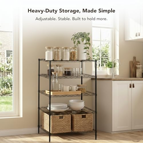 4 Tier Wire Shelving Unit Storage Rack (4 Tier - 14"W x 30"L / Black)
