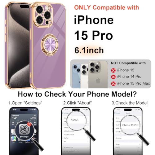 Designed for iPhone 15 Pro Case with Ring Stand Slim Purple (Purple / 6.1'' iPhone 15 Pro)