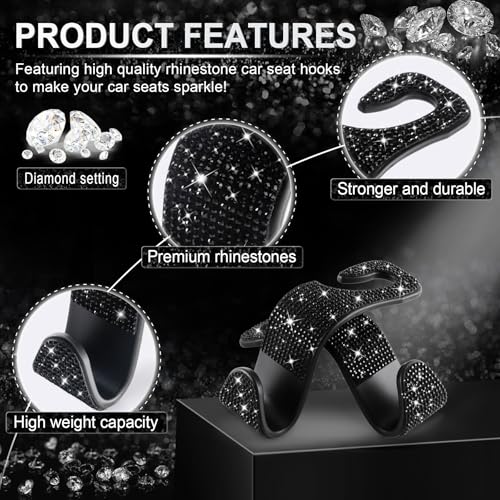 Car Seat Headrest Hook (Bling Black)