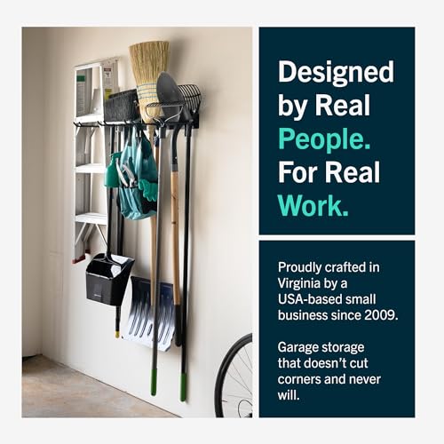 Garage Tool Organizer (36" Heavy Duty Steel Rack | 4 Hooks | Holds 250lbs / BLACK)